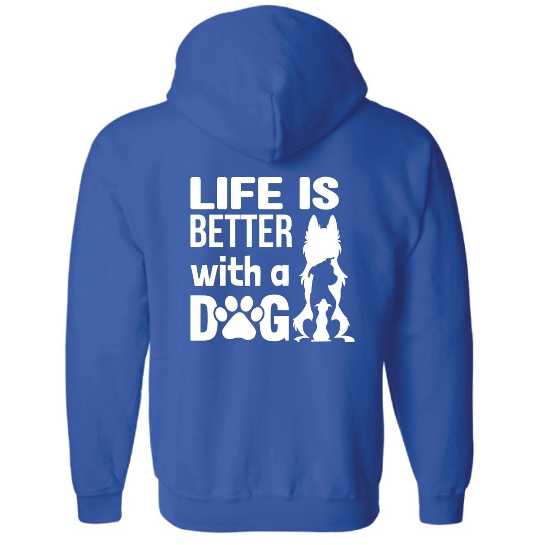 Blue Life is Better With a Dog Zip Up Hoodie