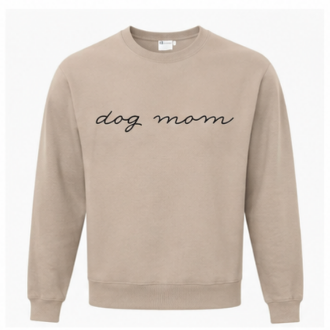 Beige Dog Mom Crew Neck